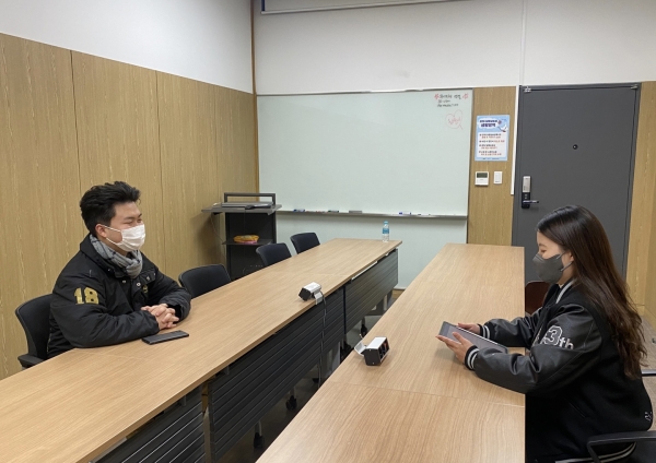 지난 12월 13일(월), 유니토피아관에서 2022년 총학생회장 박병현 학우(공연영상, 18)와의 인터뷰가 진행됐다. (사진=천사랑 기자)